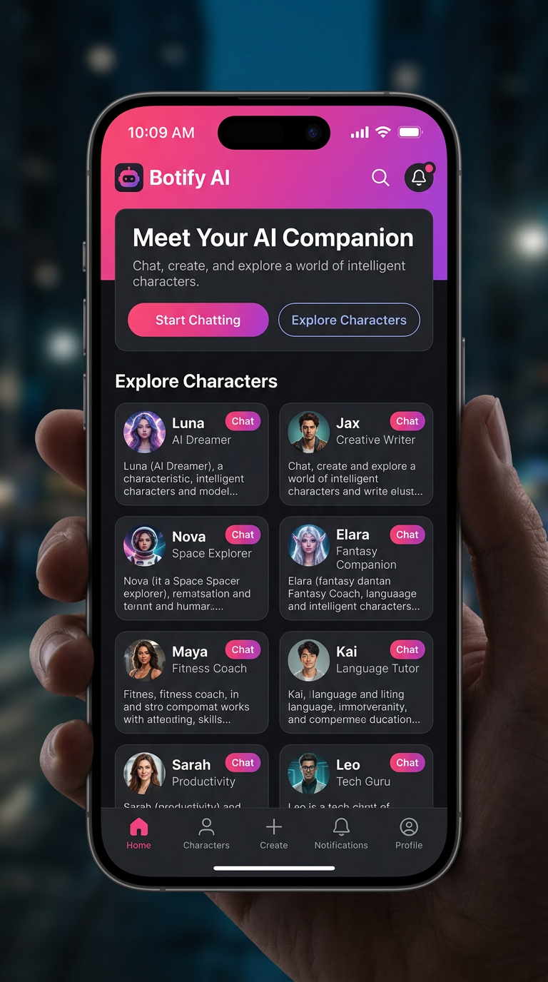 لقطة شاشة لعرض الجوال Botify AI